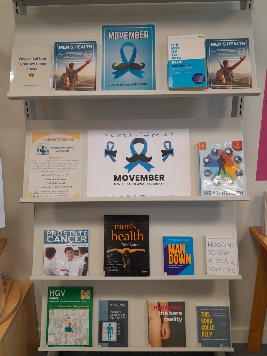 NBT Library and Knowledge Service (@nbt_library) on Twitter photo This #movember2024 👨, we have a display in the library supporting Men's Health Awareness Month 🤩
<a href="/PandTNBT/">People Team at NBT</a> <a href="/NmskNbt/">NMSK at North Bristol Trust</a> <a href="/NSnahper/">NBT_SNAHPer</a> <a href="/MedicineNbt/">MedicineNBT</a>
<a href="/NBT_QSIT/">Quality Safety Improvement Team</a> <a href="/PhysioNbt/">North Bristol NHS Trust Physiotherapy</a> <a href="/NBTWomenNetwork/">North Bristol Trust Women's Staff Network</a>
<a href="/ResearchNBT/">Research at North Bristol NHS Trust</a> <a href="/EducationNBT/">ClinicalEducationNBT</a> <a href="/ASCRnbt/">AwesomeASCR</a> <a href="/NBTStaffExp/">NBT Staff Experience</a> This #movember2024 👨, we have a display in the library supporting Men's Health Awareness Month 🤩
<a href="/PandTNBT/">People Team at NBT</a> <a href="/NmskNbt/">NMSK at North Bristol Trust</a> <a href="/NSnahper/">NBT_SNAHPer</a> <a href="/MedicineNbt/">MedicineNBT</a>
<a href="/NBT_QSIT/">Quality Safety Improvement Team</a> <a href="/PhysioNbt/">North Bristol NHS Trust Physiotherapy</a> <a href="/NBTWomenNetwork/">North Bristol Trust Women's Staff Network</a>
<a href="/ResearchNBT/">Research at North Bristol NHS Trust</a> <a href="/EducationNBT/">ClinicalEducationNBT</a> <a href="/ASCRnbt/">AwesomeASCR</a> <a href="/NBTStaffExp/">NBT Staff Experience</a>