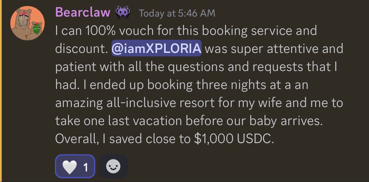 XPLORIA | WEB2.5 TRAVEL 🏩 (@iamxploria) on Twitter photo <a href="/XPLORIUSxyz/">XPLORIUS | WEB2.5 TRAVEL</a> has the best holders & members - kind, adventurous & supportive.
Thank you <a href="/theBearClaw_eth/">Bearclaw 🟠 NFTARMY 🦍</a> for choosing XPLORIUS ❤️ <a href="/XPLORIUSxyz/">XPLORIUS | WEB2.5 TRAVEL</a> has the best holders & members - kind, adventurous & supportive.
Thank you <a href="/theBearClaw_eth/">Bearclaw 🟠 NFTARMY 🦍</a> for choosing XPLORIUS ❤️