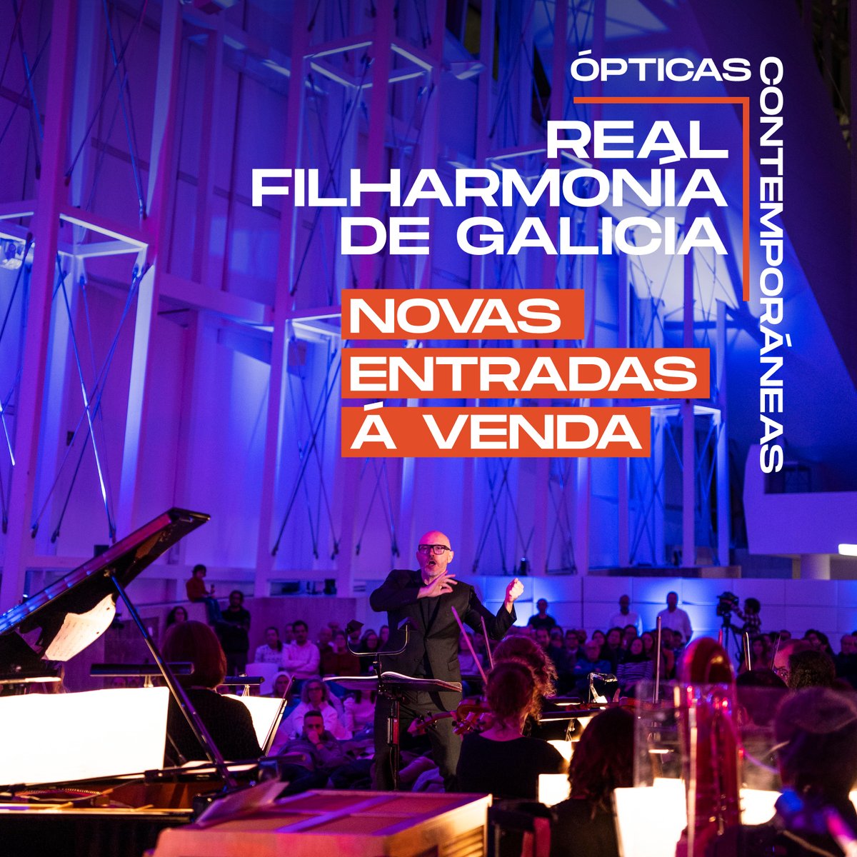 CidadedaCultura's tweet image. 📢 Debido á alta demanda, ampliamos o número de asentos para o concerto deste sábado coa Real Filharmonía de Galicia e poñemos novas entradas á venda. Bulide que voan!

THE FOUR SEASONS RECOMPOSED
#Ópticascontemporáneas
🎟️bit.ly/entradas-4seas…
🗓 16 NOV | 20 h | 📍 Museo Gaiás