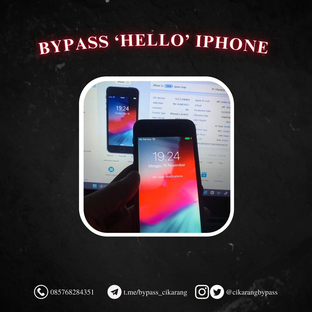 cikarangbypass's tweet photo. SUCCESSFULLY REPORTS ☕️

✅ Bypass MDM iPhone 13 Pro 
✅ iPhone 5s WiFi Only
✅ iPhone 7P &amp; 8P Wifi Only

Need remotely services? WhatsApp 085768284351 https://t.co/CbibOWJe0G
