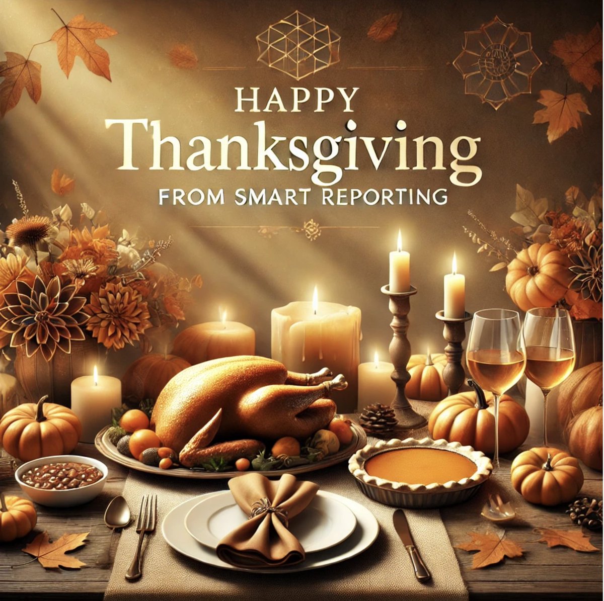 🍁 Happy Thanksgiving from #SmartReporting! 🍁

We wish all our clients, partners, and colleagues a #happyThanksgiving! 
💚 Thank you for being a part of our journey. Warm wishes from the entire Smart Reporting team!
