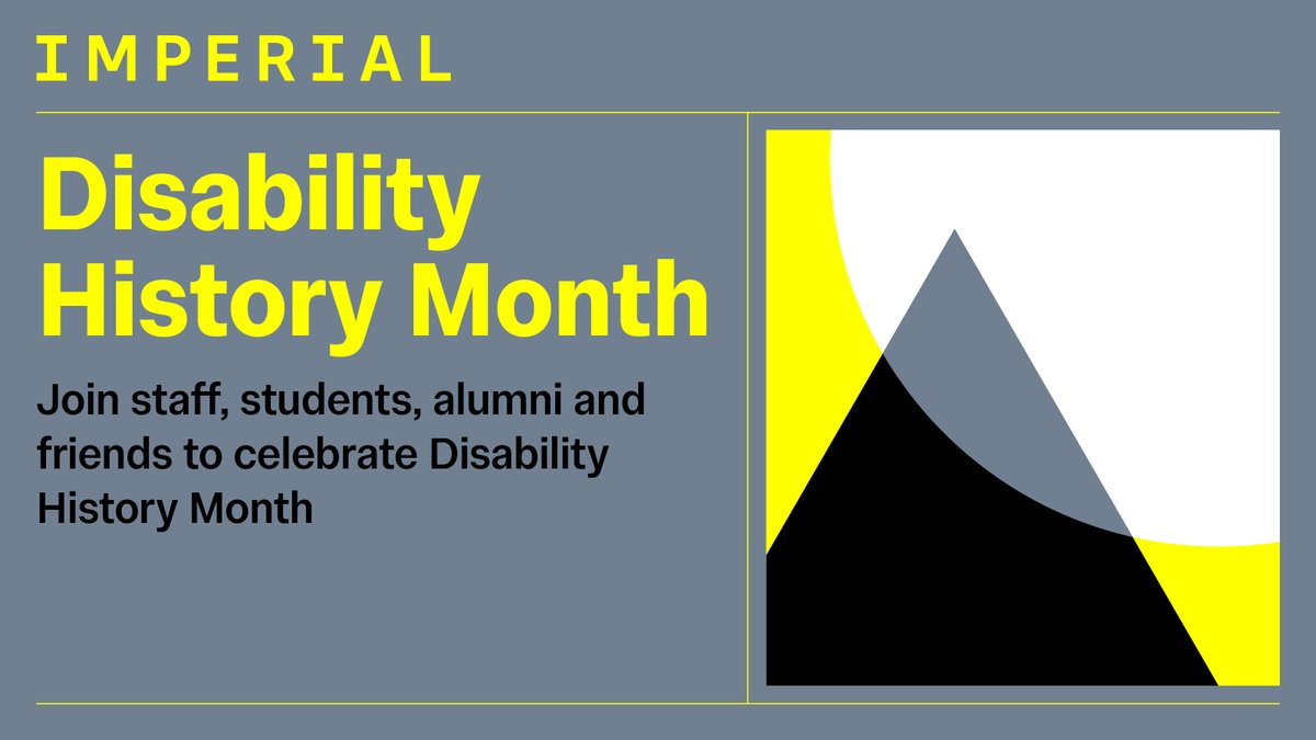 This week marks the start of #DisabilityHistoryMonth 💙

We'll be showcasing profiles of staff and students discussing their experiences at Imperial as well as best practices everyone can use to make their work more accessible.

Find out more 🔽
imperial.ac.uk/equality/event…
