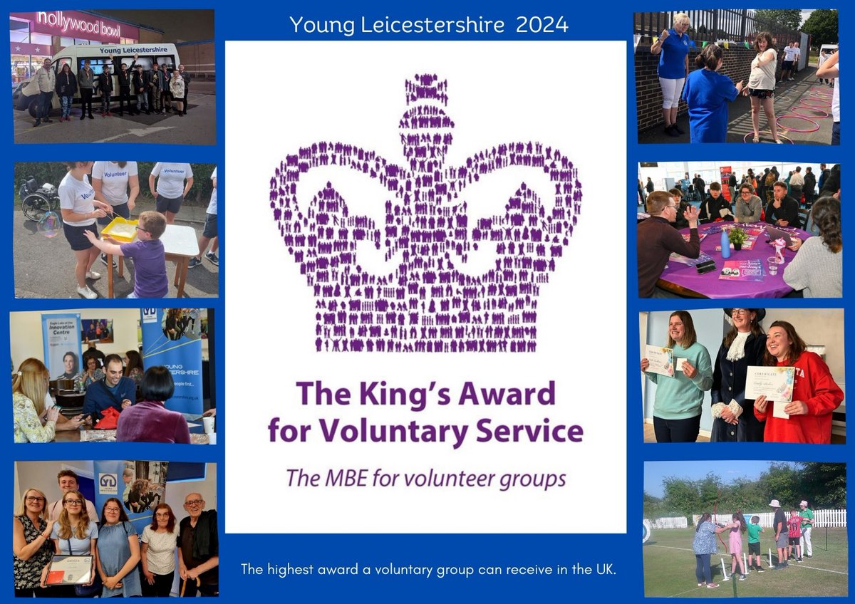We are so delighted to have  been awarded The King’s Award for Voluntary Services 2024. 
On behalf of everyone at Young Leicestershire we want to say a huge thank you to all of our, staff, youth workers, volunteers, and supporters  for being part of our journey!