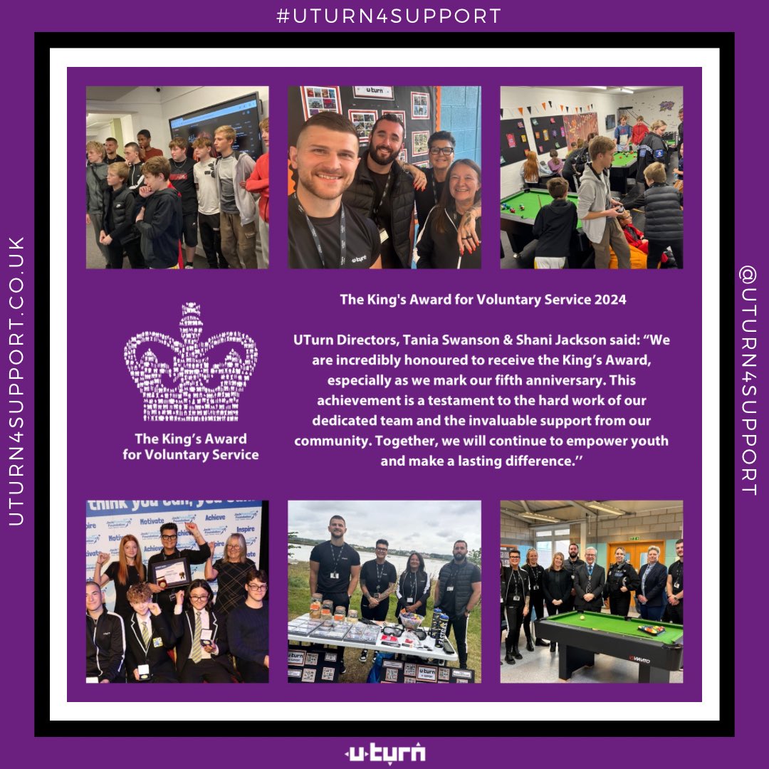 UTurn4Support's tweet photo. 🎉 UTurn is proud to announce that we have received the King's Award for Voluntary Service! 🏆 This recognition highlights our volunteers' dedication and our positive impact in the community. Thank you for your support! Together, we can create lasting change. 💪 #UTurn #KAVS2024 https://t.co/E5F4p9C5yM