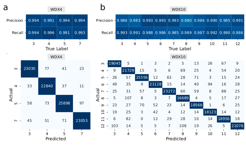 wiepp's tweet photo. 1/6 🎉 Excited to announce WarpDemuX v0.4.4 with RNA004 support! Our (@PatrickBohnPB ) WDX4 model achieves 99.5% target accuracy with 95% yield on the latest RNA sequencing kit from @nanopore. Release notes at: https://t.co/SiLrGdg2Yh https://t.co/MEWFdxOq9W