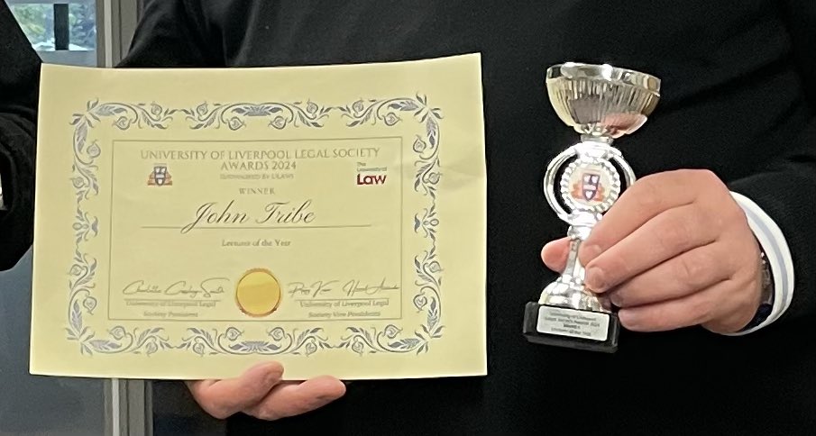 John Tribe (@tribebankruptcy) on Twitter photo Thank you to the <a href="/LivUniSLSJ/">Law & Social Justice</a> <a href="/LivUni/">University of Liverpool</a> Legal Society for this <a href="/UniversityofLaw/">The University of Law</a>
sponsored lecturing award! More law, bad jokes and dodgy dioramas on the way! It has been a privilege discussing #insolvency and #property with you! Thank you to the <a href="/LivUniSLSJ/">Law & Social Justice</a> <a href="/LivUni/">University of Liverpool</a> Legal Society for this <a href="/UniversityofLaw/">The University of Law</a>
sponsored lecturing award! More law, bad jokes and dodgy dioramas on the way! It has been a privilege discussing #insolvency and #property with you!