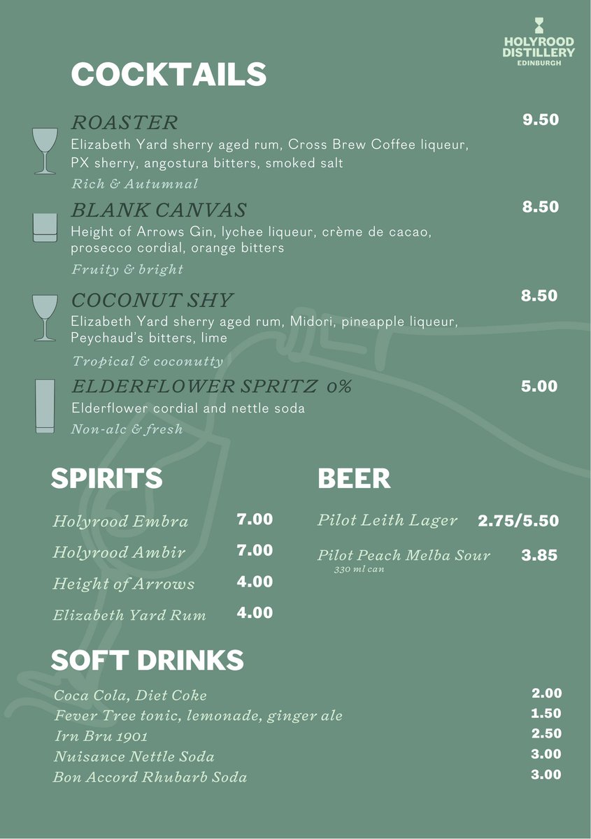 With just a week to go before our Sip &amp; Paint evening, we thought we'd give you a sneak peek of the drinks menu! 
Your ticket includes a welcome drink and 2 drinks from the menu. Additional drinks can be purchased throughout the evening! 🍸 Book Now! fareharbor.com/embeds/book/ho…