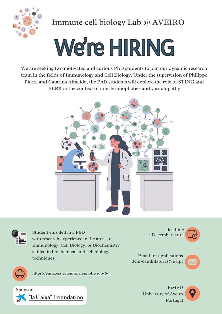 We have two available fellowships for students interested in pursuing a PhD project on novel molecular networks regulating Pathological Inflammatory Conditions
#autoimmunity #SAVI
