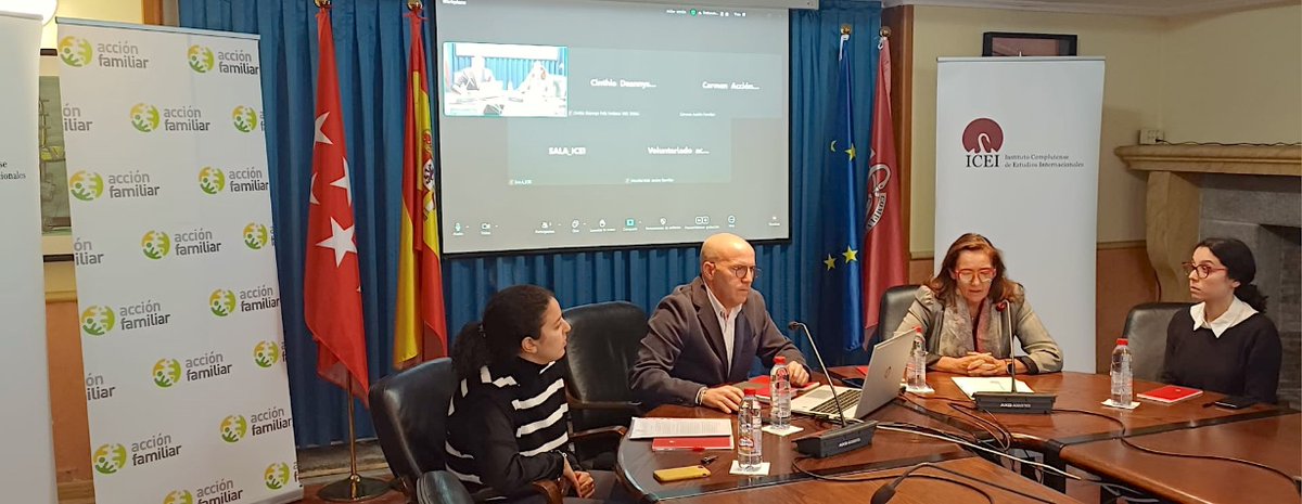 ICEI-UCM (@ucm_icei) on Twitter photo Contamos con la presencia de:
-Áurea García Muñoz, Directora de <a href="/accion_familiar/">Acción Familiar</a>
-A. Jesús Sánchez-Fuentes, Director del ICEI
-Najat Bazah, investigadora adscrita al ICEI
-Celia Gil-Bermejo, investigadora adscrita al ICEI Contamos con la presencia de:
-Áurea García Muñoz, Directora de <a href="/accion_familiar/">Acción Familiar</a>
-A. Jesús Sánchez-Fuentes, Director del ICEI
-Najat Bazah, investigadora adscrita al ICEI
-Celia Gil-Bermejo, investigadora adscrita al ICEI
