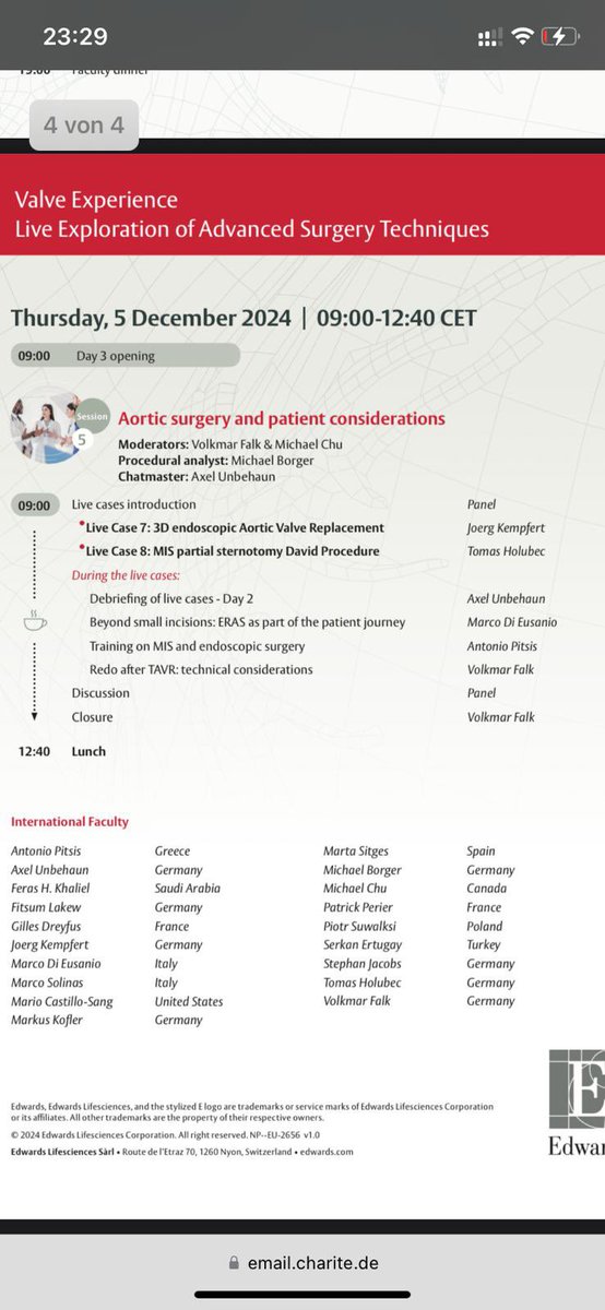 Excellent program and faculty at the <a href="/EdwardsEurope/">Edwards Lifesciences Europe</a> advanced surgery techniques! Hosted by <a href="/dhzcharite/">Deutsches Herzzentrum der Charité</a>. Register at the link below!

edwards-surgical-event.com/140/participat…