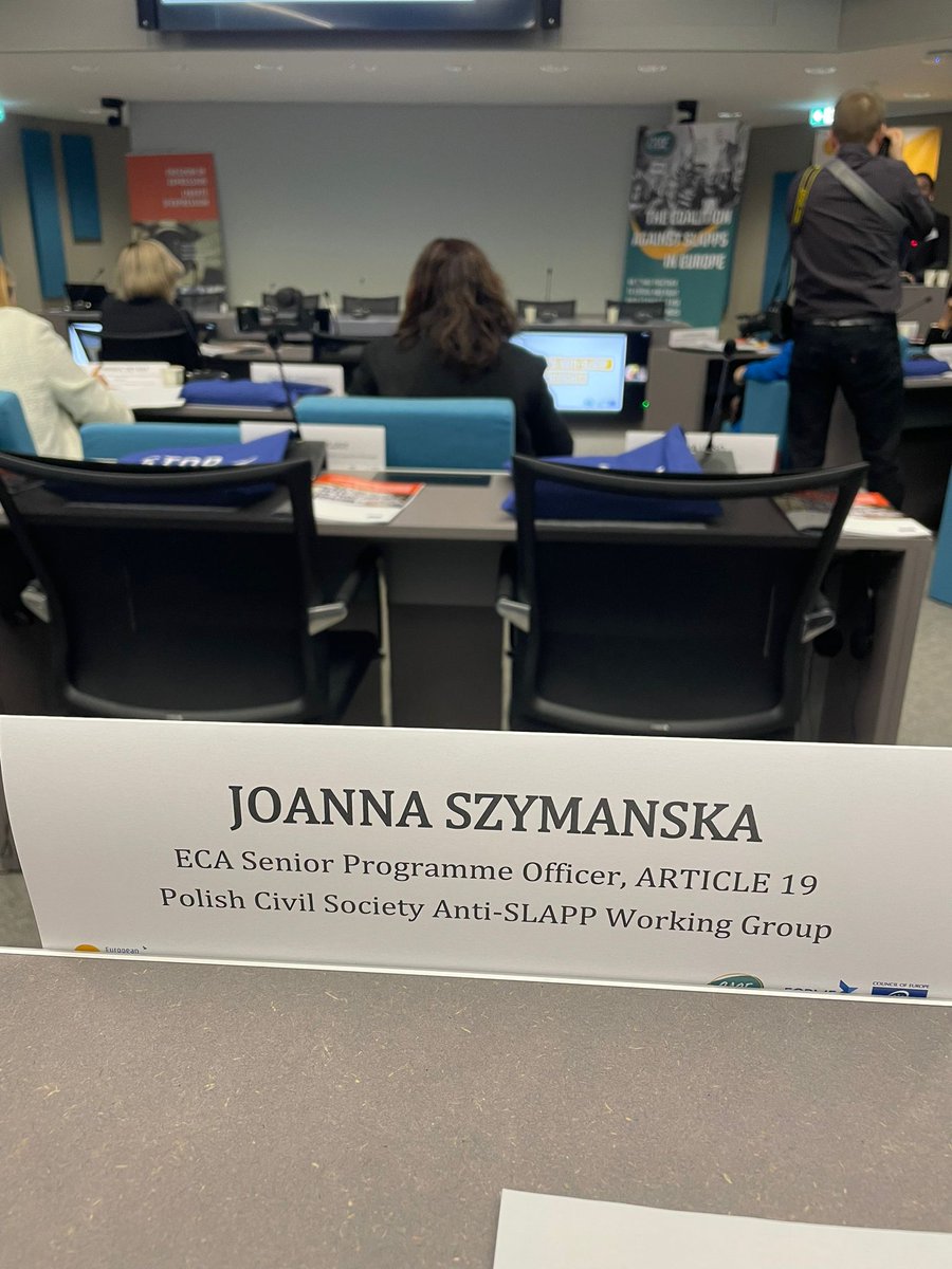 🚀The 2nd European Anti-#SLAPP Conference by <a href="/CASECoalition/">The CASE</a> <a href="/ECPMF/">European Centre for Press and Media Freedom</a> &amp; <a href="/coe/">Council of Europe</a> has now kicked off! 
Our <a href="/joa_szy/">Joanna Szymańska</a> is in #Strasbourg, representing <a href="/article19org/">ARTICLE 19</a> &amp; 🇵🇱Polish anti-SLAPP Working Group
She'll discuss the crucial role of civil society in combatting #SLAPPs
🚨Stay tuned