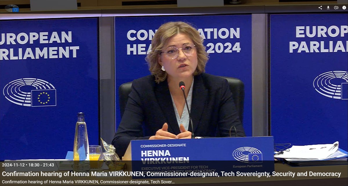 .<a href="/HennaVirkkunen/">Henna Virkkunen</a>, 🇫🇮 Commissioner-designate for Tech Sovereignty, Security &amp; Democracy, addressed <a href="/EP_Industry/">ITRE Committee Press</a> and <a href="/EP_SingleMarket/">IMCO Committee Press</a> this week, mentioning:
💰Fair pay for artists in the AI era
🔍DSM Directive review in 2026
📄Building a licensing market

👉bit.ly/3YL8jDj