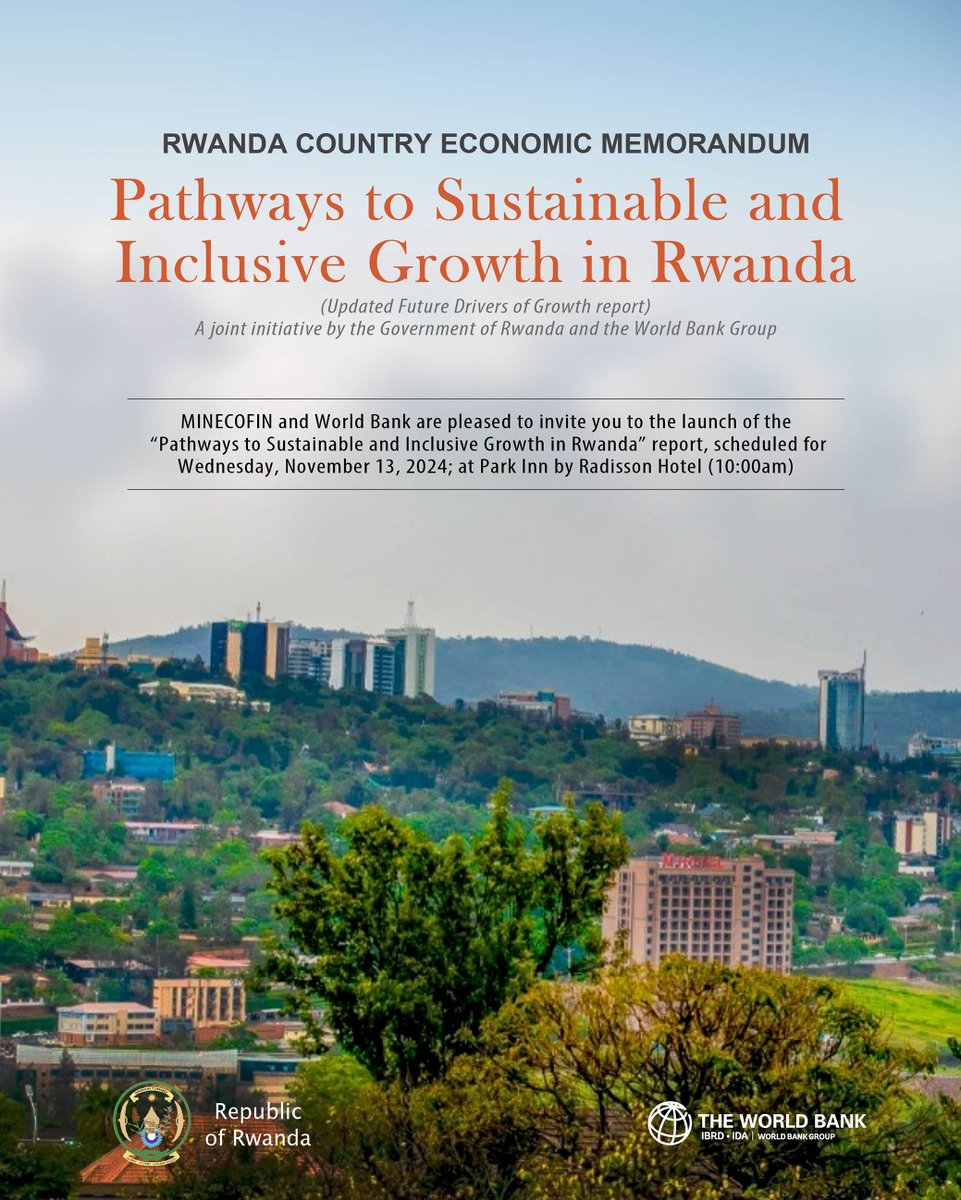 WB_Rwanda's tweet photo. Curious about Rwanda's economic performance?

Explore the newly released Rwanda Country Economic Memorandum, offering insights from the past 6 years and key recommendations to accelerate Rwanda’s economic progress.

Read more: https://t.co/bNDcZxHjcg
#RwandaEconomicDrivers https://t.co/ou6lFku93u