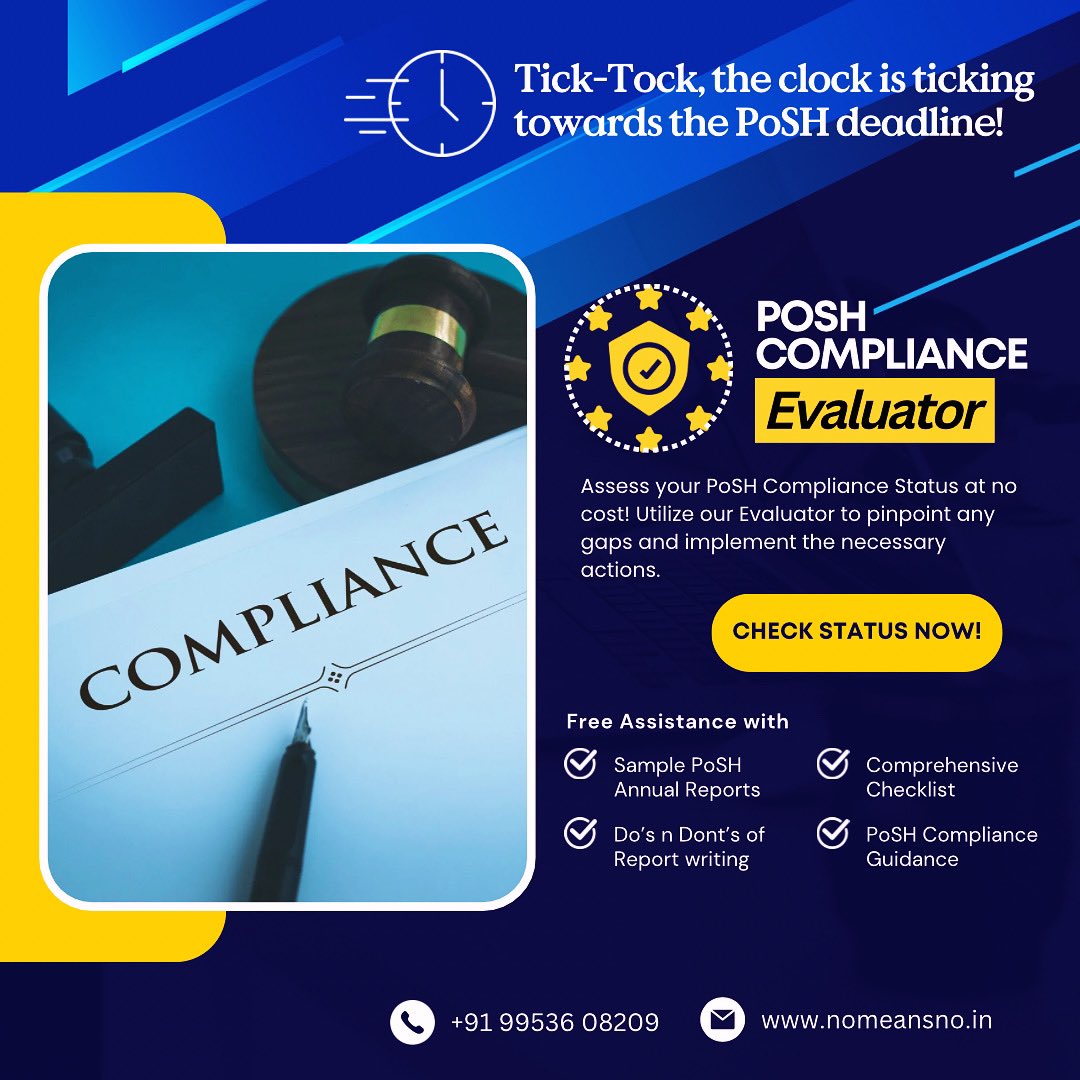 NoMeansNo_CSDT's tweet photo. Check Your #PoshCompliance status now for free.

https://t.co/s4wgGKXtKc

#poshact #poshtraining #HRpolicy https://t.co/YtWlTTZ5Kj