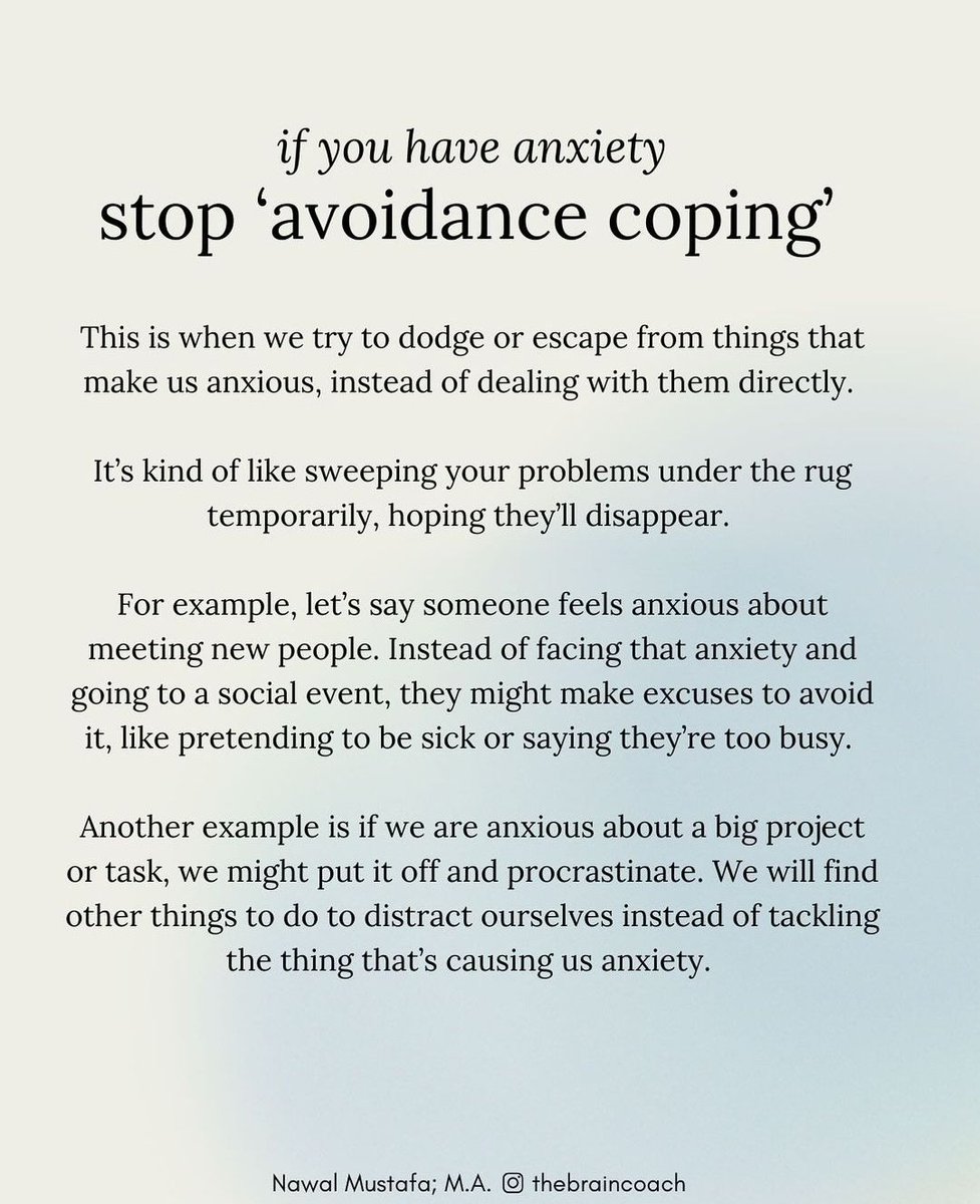 Liminal1988's tweet image. If you have anxiety stop avoidance coping