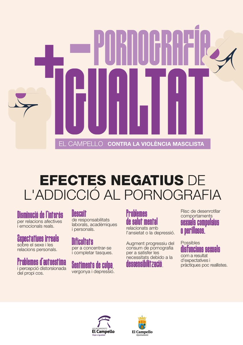 ElCampelloAyto's tweet photo. 🗣️Campaña en #ElCampello para sensibilizar a la población de los efectos nocivos de la pornografía
#25N @mcalema Lee AQUÍ https://t.co/P7PKcqtP1M https://t.co/nHk50etGlp