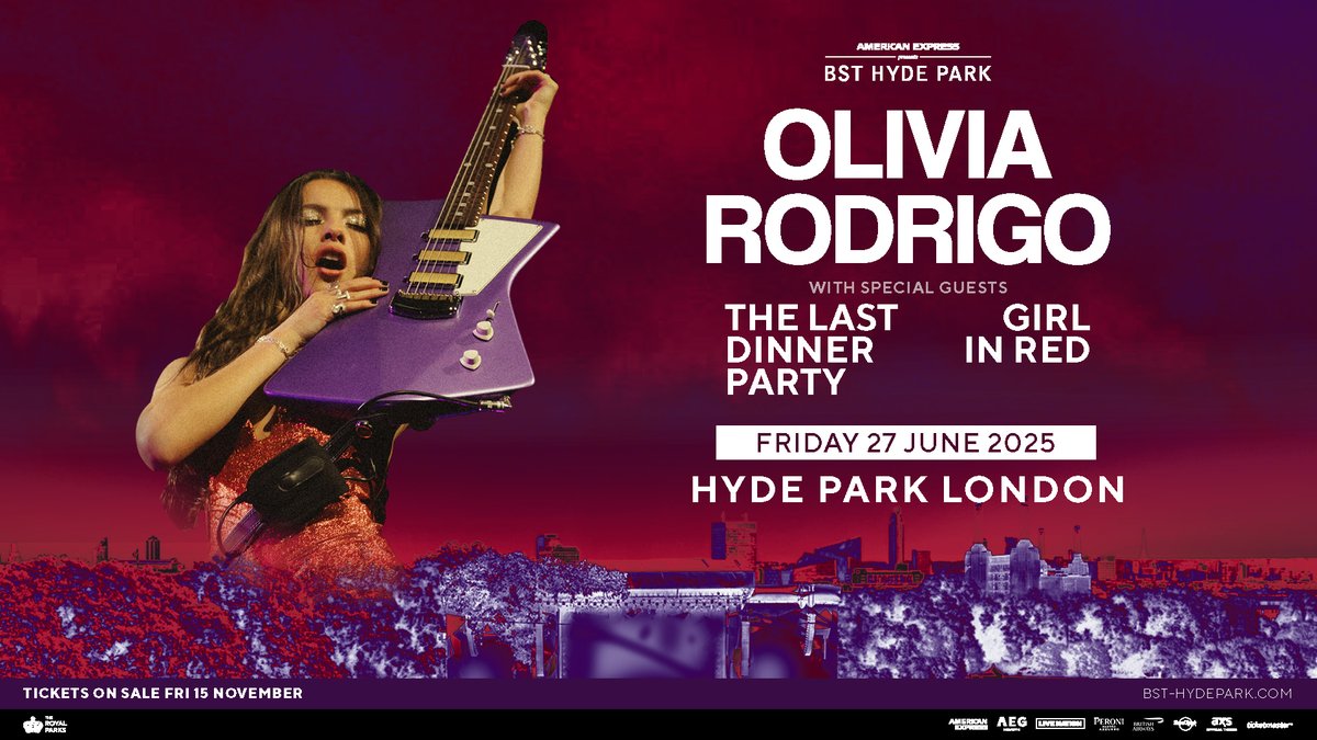 AXS_UK's tweet photo. #AXSPRESALE ๐ธ American Express presents @BSTHydePark has announced that 3X GRAMMYยฎ Award-winning singer songwriter @oliviarodrigo will grace the famous Great Oak Stage on Friday 27th June!
โฐ AXS Presale opens at 10am
๐ซ https://t.co/nxHQKT2pAS https://t.co/icQtpVipsn