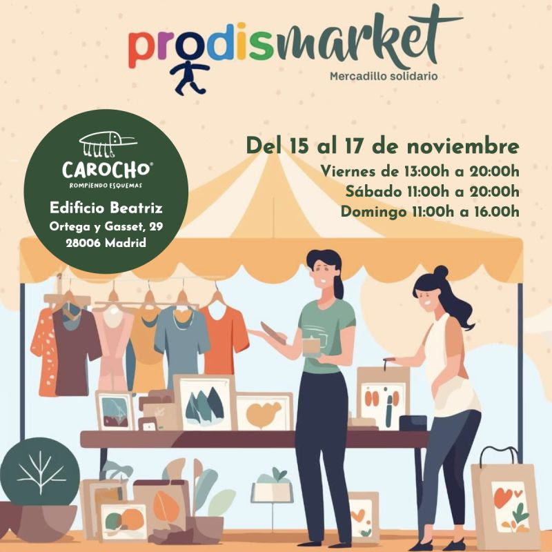 Carocho_es's tweet photo. Aquí estamos para informarte de que, un año más, vamos a participar en Prodis Market, el mercadillo solidario de la @fundacionprodis

Es nuestro cuarto año participando con ellos y, en esta ocasión, en una nueva ubicación: Calle Ortega y Gasset, 29 (Edificio Beatriz), Madrid. https://t.co/F7m4IKGJpq