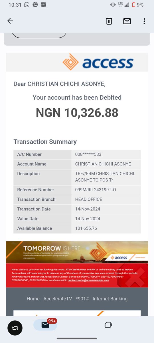 AsonyeChris1's tweet photo. @accessbank_help  please reverse https://t.co/sNOVxBAmBu