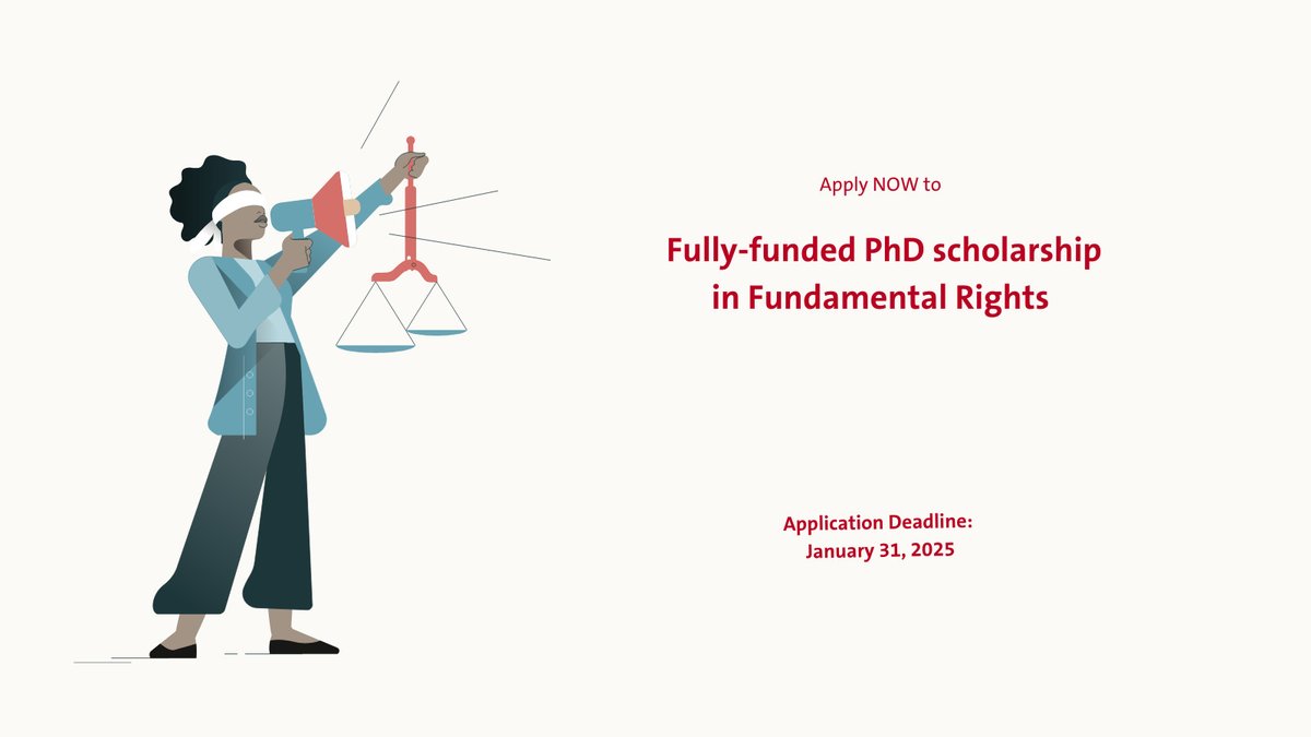 Centre for Fundamental Rights - Hertie School (@hertiecfr) on Twitter photo 🌍📚Ready to dive into human rights research? <a href="/HertieCFR/">Centre for Fundamental Rights - Hertie School</a> is offering a fully-funded PhD scholarship in Fundamental Rights, starting Sept 2025!
🗓 Apply by Jan 31, 2025 🔗
Learn more: lnkd.in/eXU_HCjy
#PhDScholarship #HumanRights #HertieSchool #FundamentalRights 🌍📚Ready to dive into human rights research? <a href="/HertieCFR/">Centre for Fundamental Rights - Hertie School</a> is offering a fully-funded PhD scholarship in Fundamental Rights, starting Sept 2025!
🗓 Apply by Jan 31, 2025 🔗
Learn more: lnkd.in/eXU_HCjy
#PhDScholarship #HumanRights #HertieSchool #FundamentalRights