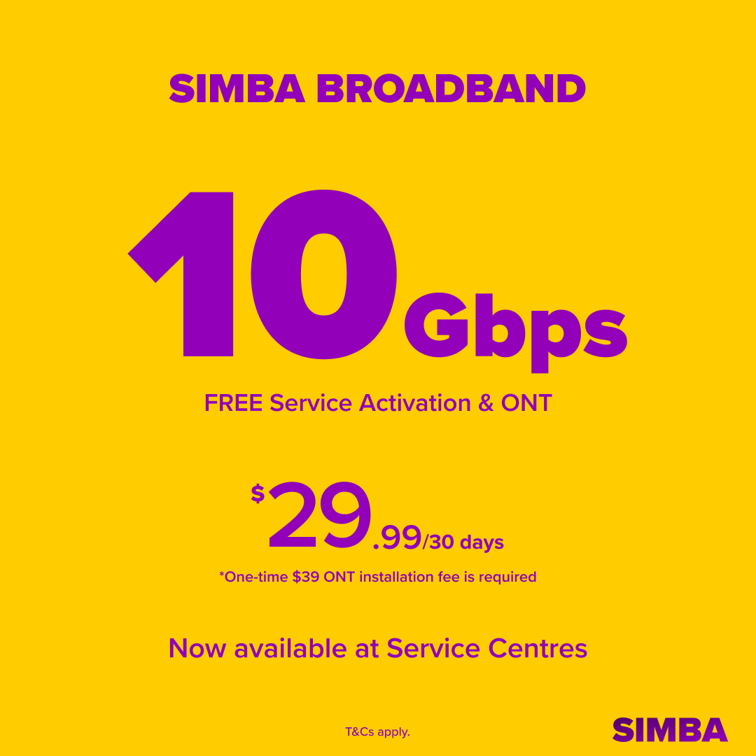 SimbaTelecomSG's tweet photo. 📢ALERT!
SIMBA Broadband available at Service Centres.
Yes, you can sign up SIMBA 10Gbps Broadband at 19 Service Centres islandwide now!
SIMBA - Simply The Best!
#SIMBABroadband #SIMBA10Gbps #FutureFast #HighSpeedInternet #UpgradeYourLife #SimplyTheBest https://t.co/RjBFrH5HfA