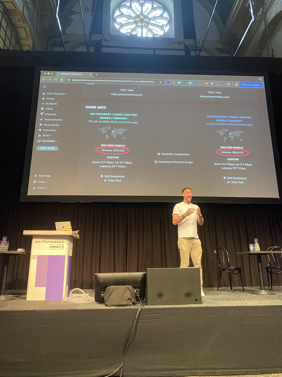 #PerfNow 

<a href="/csswizardry/">Harry Roberts</a> about not using synthetic tests as performance monitoring. Changes might come from variance in the test setup.

Do we not have same issue in RUM? E.g. investigating an LCP regression in our code just to find it was caused by an increase in bot traffic