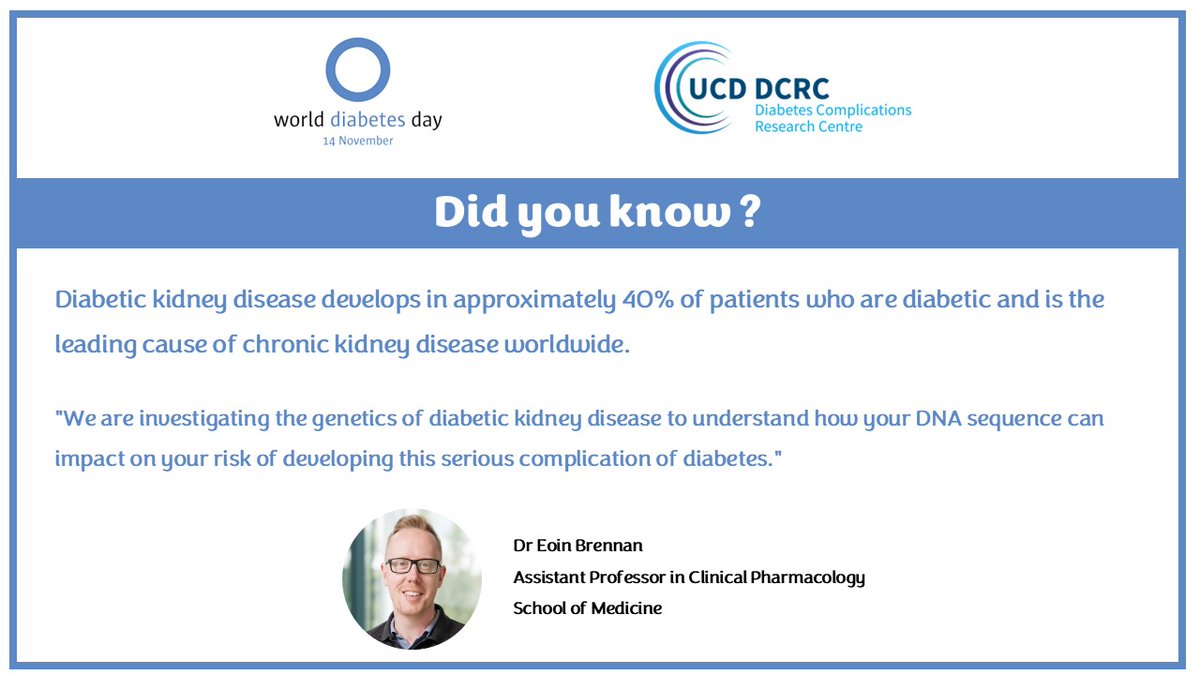 UCD Diabetes Complications Research Centre (@ucddcrc) on Twitter photo #WorldDiabetesDay Dr Eoin Brennan, an Assistant Professor with <a href="/UCDDCRC/">UCD Diabetes Complications Research Centre</a> is researching the genetics of diabetic kidney disease.
<a href="/UCDMedicine/">UCD Medicine</a> #WorldDiabetesDay Dr Eoin Brennan, an Assistant Professor with <a href="/UCDDCRC/">UCD Diabetes Complications Research Centre</a> is researching the genetics of diabetic kidney disease.
<a href="/UCDMedicine/">UCD Medicine</a>