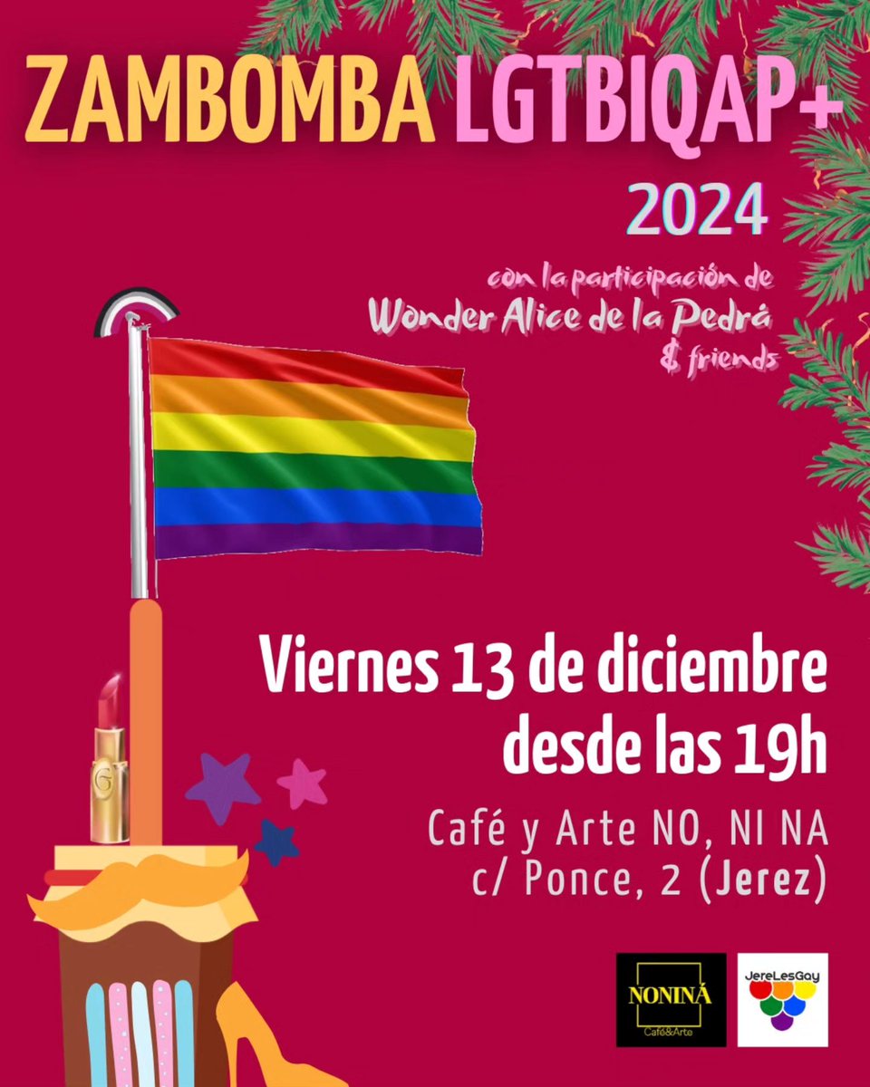 JereLesGay's tweet photo. 📢 ¡Sí! el viernes 13 de diciembre #zambomba #LGTBIAP+ de JereLesGay. 👋Una zambomba auténticamente #jerezana, inclusiva, abierta y diversa 🏳️‍🌈🏳️‍⚧️

Tráete tu pandereta, tus villancicos, tu drag, tu bigote, tu maquillaje, tu fantasía... y tus ganas de disfrutar 🎄🎅👠#Jerez #Navidad https://t.co/xMtnIHWunT