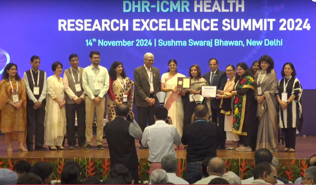 Delighted to share that we have been awarded the 'Best Extramural Institute - Non-government S&amp;T category’ by <a href="/ICMRDELHI/">ICMR</a>  at the DHR-ICMR Health Research Excellence Summit 2024.

To many more milestones and impactful contributions!