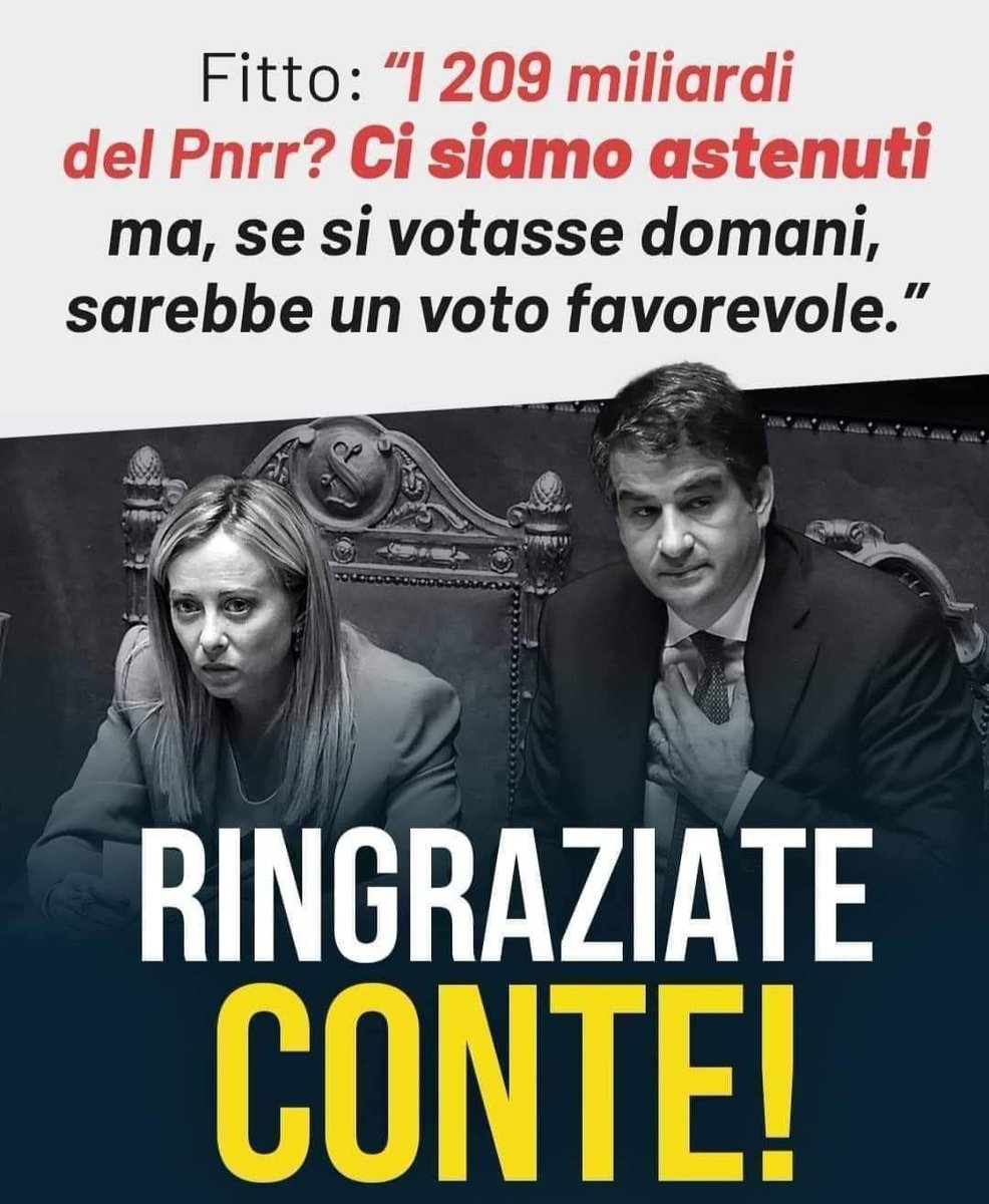 BracaliM's tweet photo. Avevamo un grande Presidente del Consiglio adesso abbiamo una banda di raccattati che pensano ai propri amici e parenti e vivono di rendita con i soldi, che loro non volevano, ottenuti da @GiuseppeConteIT. 
#GovernoMeloni #governodicialtroni https://t.co/CcCZi3Ndp8