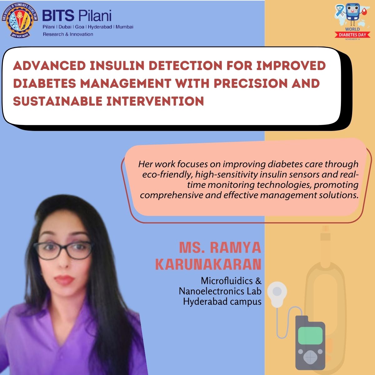 bits_ri's tweet photo. These researchers at BITS Pilani are not just advancing research but they are aiming to redefine diabetes care with solutions that merge science with accessibility, sustainability &amp; real impact. #BITS #worlddiabetesday #healthcare #diabetescare #research #sustainablescience (2/2) https://t.co/fmQfBPincy