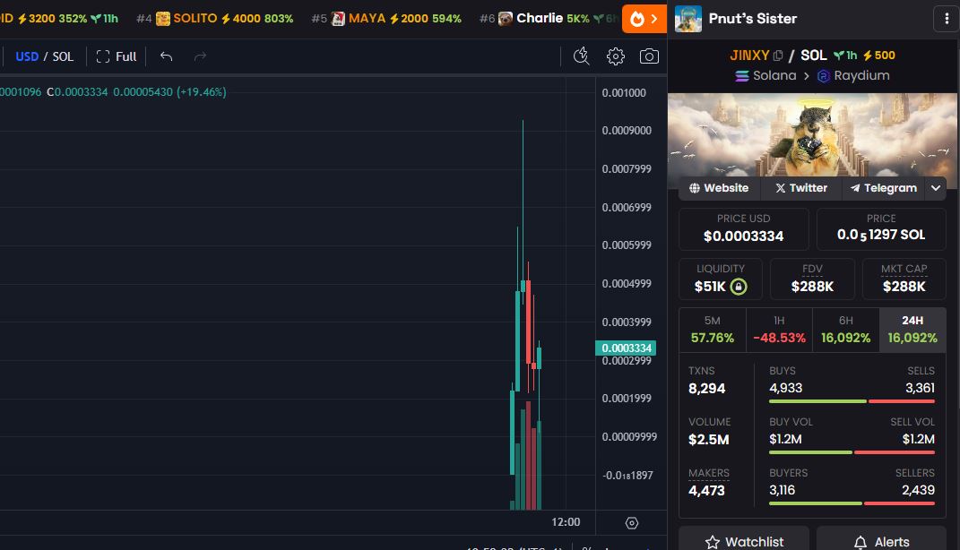 idk if it's a larp or not but taking the gamble into $JINXY that it's supposed to be $PNUT sister which passed away 

BFhtS2T2y6KTicomS9xTCUN5HYZ8UdxZJBJkE31oCjeK