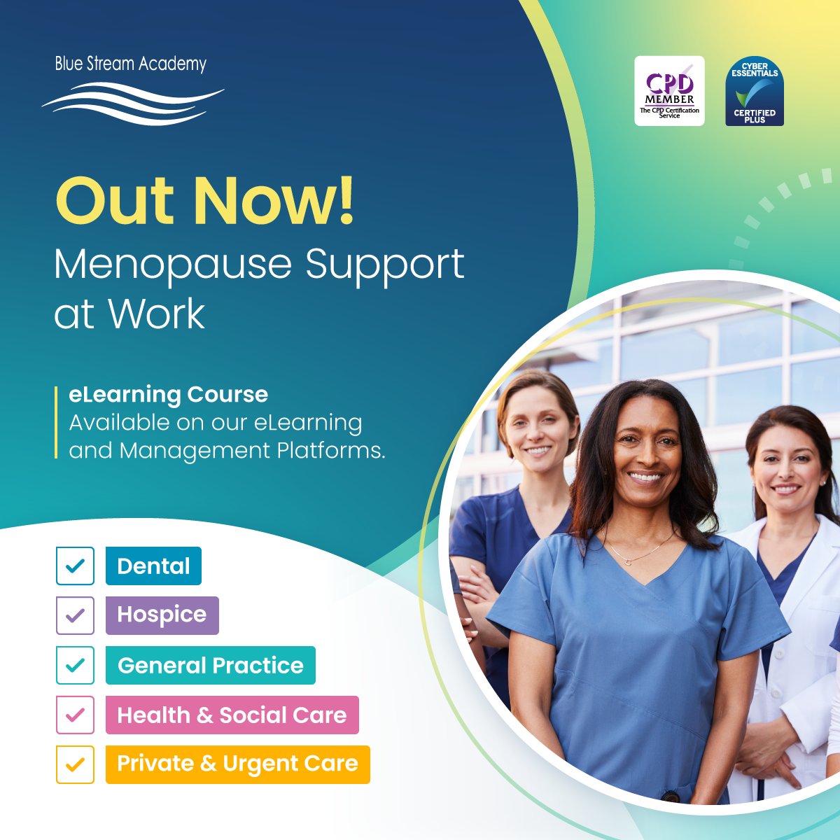 🚨New course alert: Menopause Support at Work🚨

This course is now on the GP, Health and Social Care, Hospice, and Private and Urgent Care eLearning and Management Platforms.

Have any questions?
📧info@bluestreamacademy.com
📞01773 822549