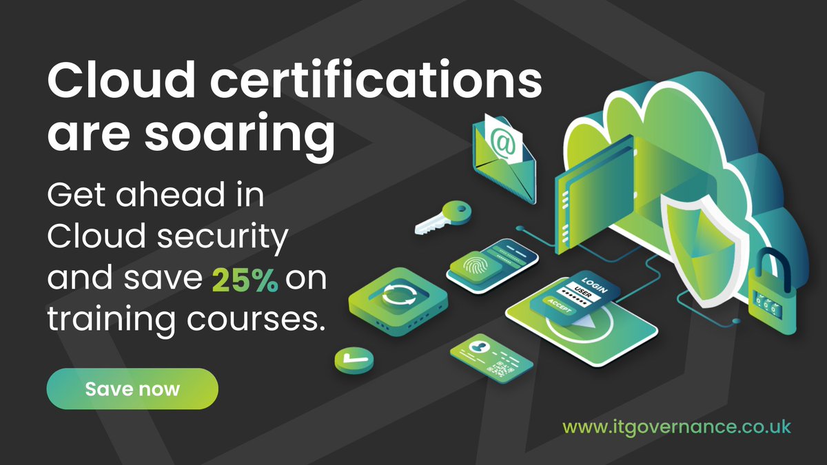 ITGovernance's tweet image. Cloud usage has doubled this year, so demand for Cloud-qualified professionals is soaring. Experience is valuable, but with Cloud security still new, few have it—making certifications essential👇ow.ly/yksu50U4mWU
#CloudComputing #CloudSecurity #CloudCertification