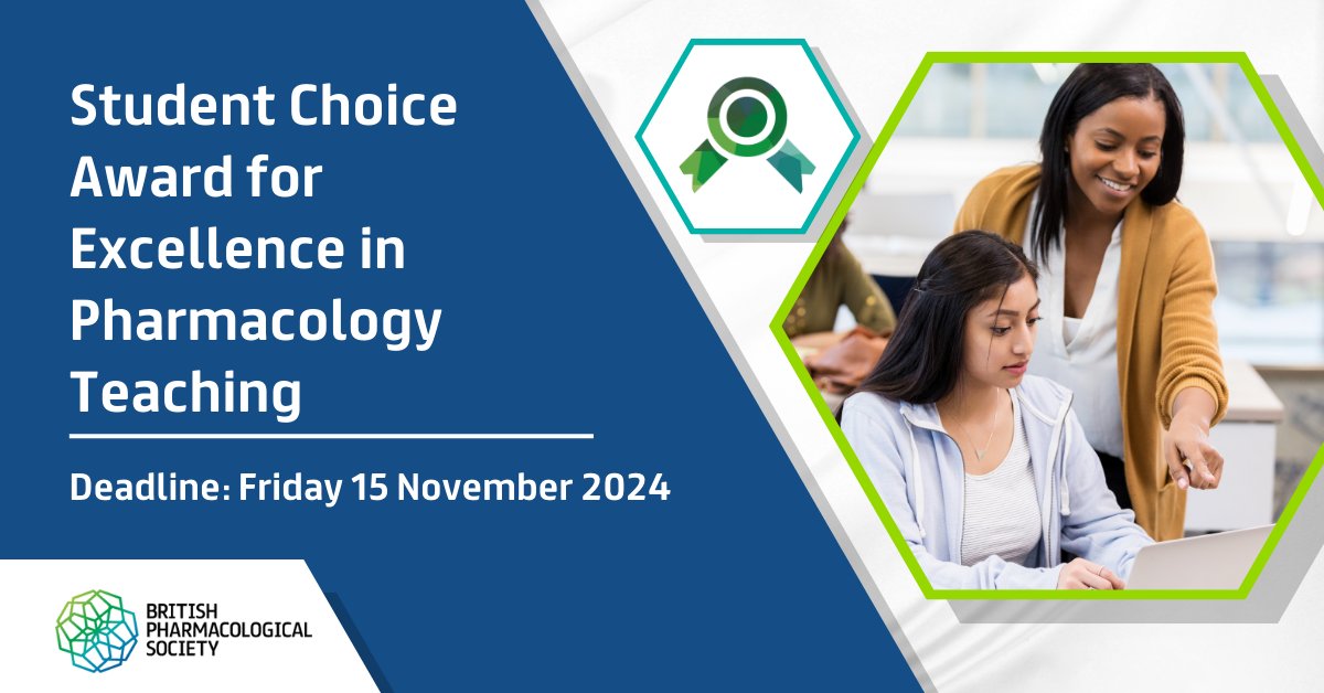 🏆 Pharmacology students! Is your lecturer mind-blowing? 🧠

Nominate them for the Student Choice Award in Pharmacology Teaching! 🌟
Celebrate passion, inspire future educators.

Your voice matters! Crown the best in pharmacology! 👑
Nominate: ow.ly/zirL50TLRnJ