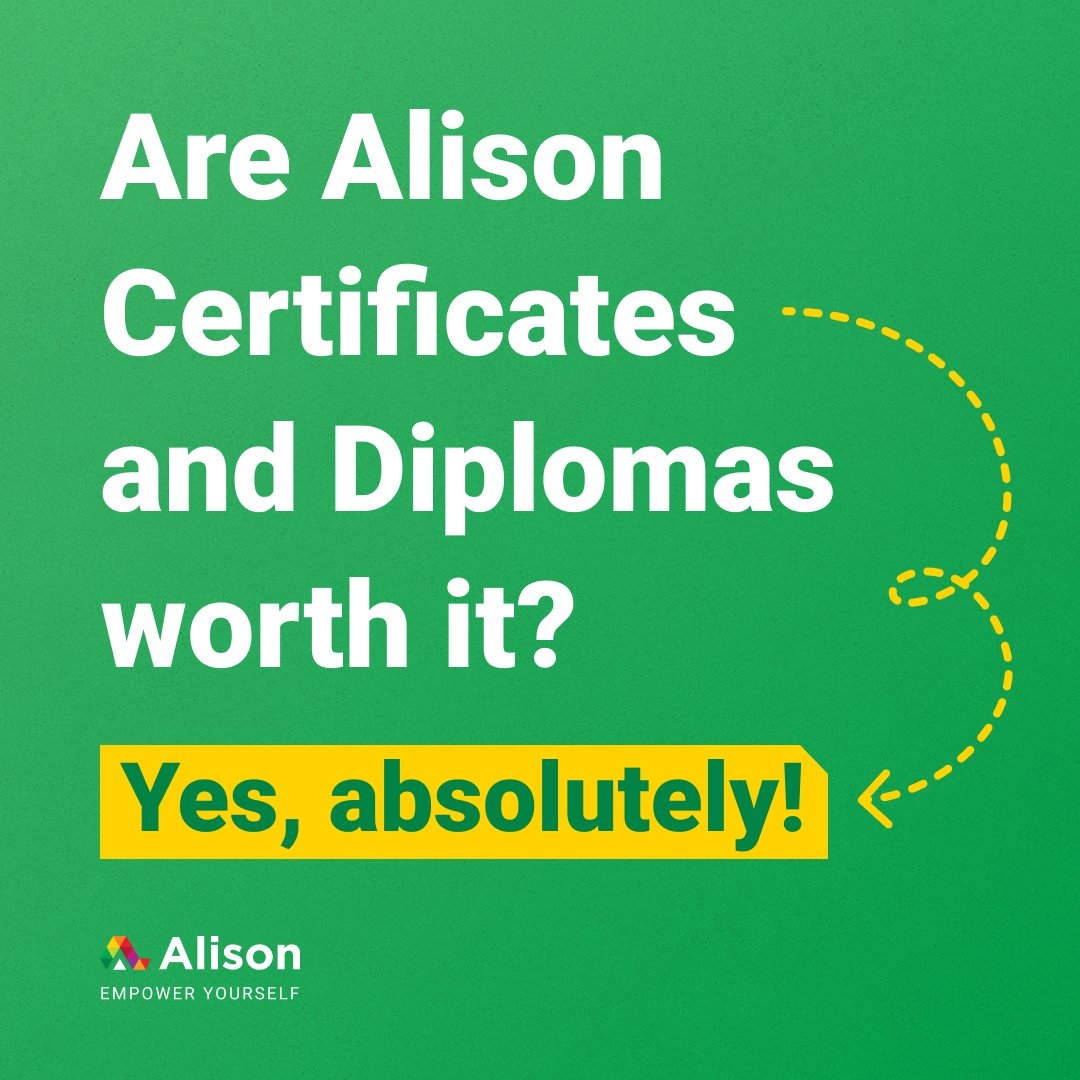 Alison_Learning's tweet image. In a world where it’s hard to #StandOut, our Certificate gives you a professional edge. It’s proof of what you know &amp;amp; a step towards new opportunities.

Enrol in a free #CPDaccredited course &amp;amp; stand out - ow.ly/rBCJ50U5cyS. 

 #SkillUp #FreeCourses #Alison #EmpowerYourself