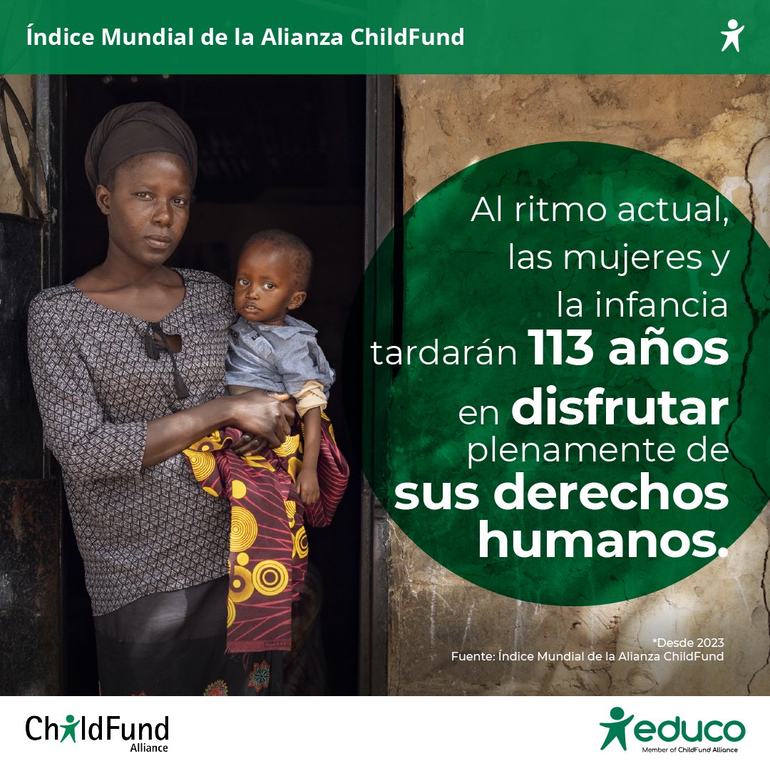 🌍 Las mujeres y los niños y niñas tardarán 113 años en lograr la verdadera inclusión.

Es una de las cifras que se desprende este año del Índice Mundial de <a href="/ChildFundAll/">ChildFund Alliance</a>  de la que Educo forma parte.

🔗Más información en: voicesforabrighterfuture.com

#CFAIndex #RightToTheFuture