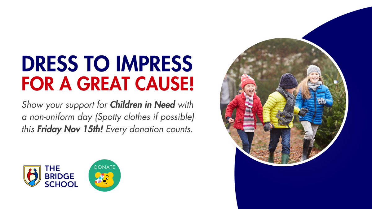 🌟 Children in Need 🌟
We’re supporting this Friday with a non-school uniform day! 🎉 Wear spots if you can to join in the fun.
Find out more or make a donation here: bbcchildreninneed.co.uk 💛
Let’s make a difference together! #ChildrenInNeed #WearSpots