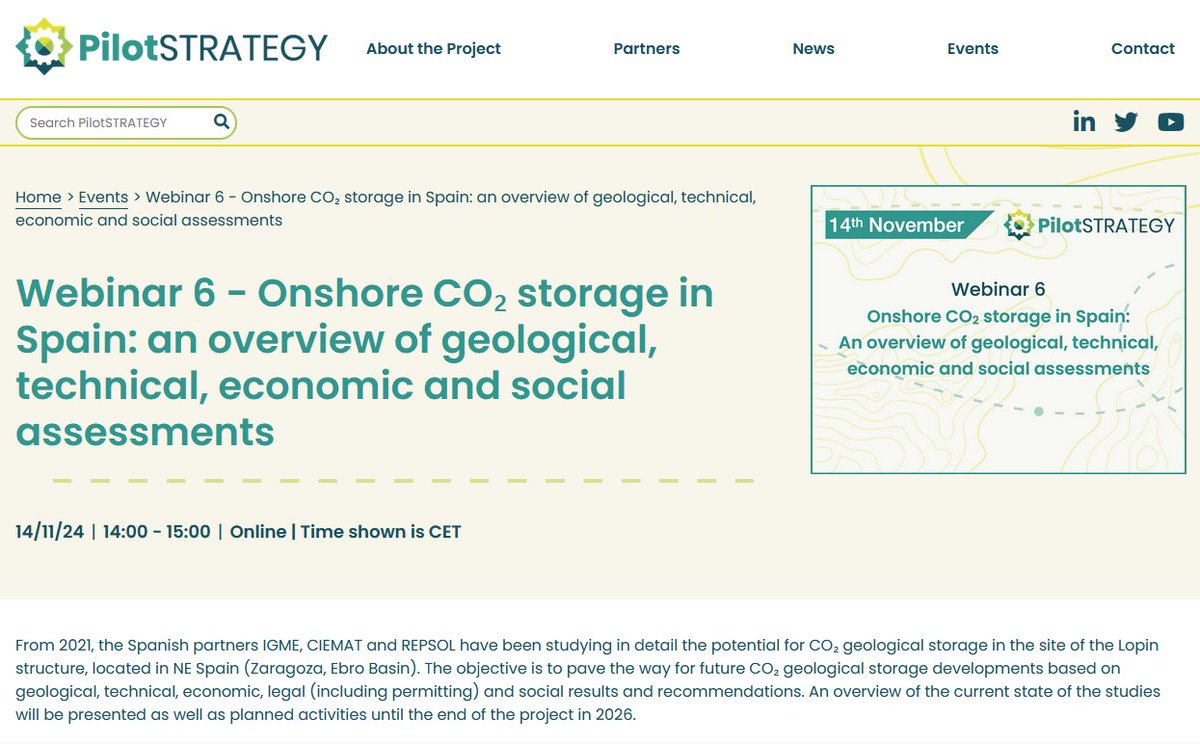 😀 Hoy el Webinar 6 en abierto sobre: Almacenamiento de CO₂ en España: una visión general de las evaluaciones geológicas, técnicas, económicas y sociales.
📅Fecha: 14/11/2024
🕰Hora: 14.00-15.00 CET

Con  Paula Fernández-Canteli Álvarez y Jesús García Crespo del #IGME