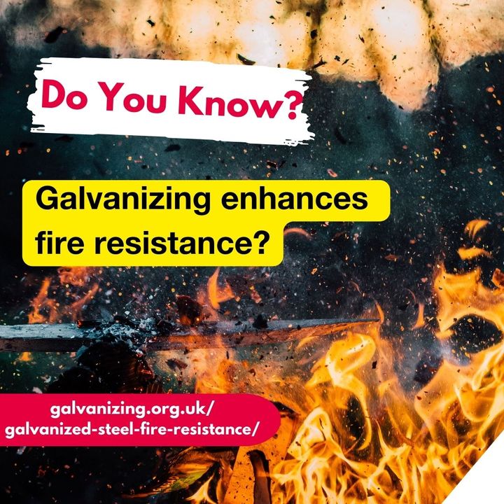 Galvanize_it's tweet image. Research shows that galvanizing steel sections can enhance fire resistance. To find out more about the Fire Resistance of Steel Sections Galvanized to EN ISO 1461 download a free guide here bit.ly/451Ot9z
#corrosionprotection #firesafety #TrustNotRust