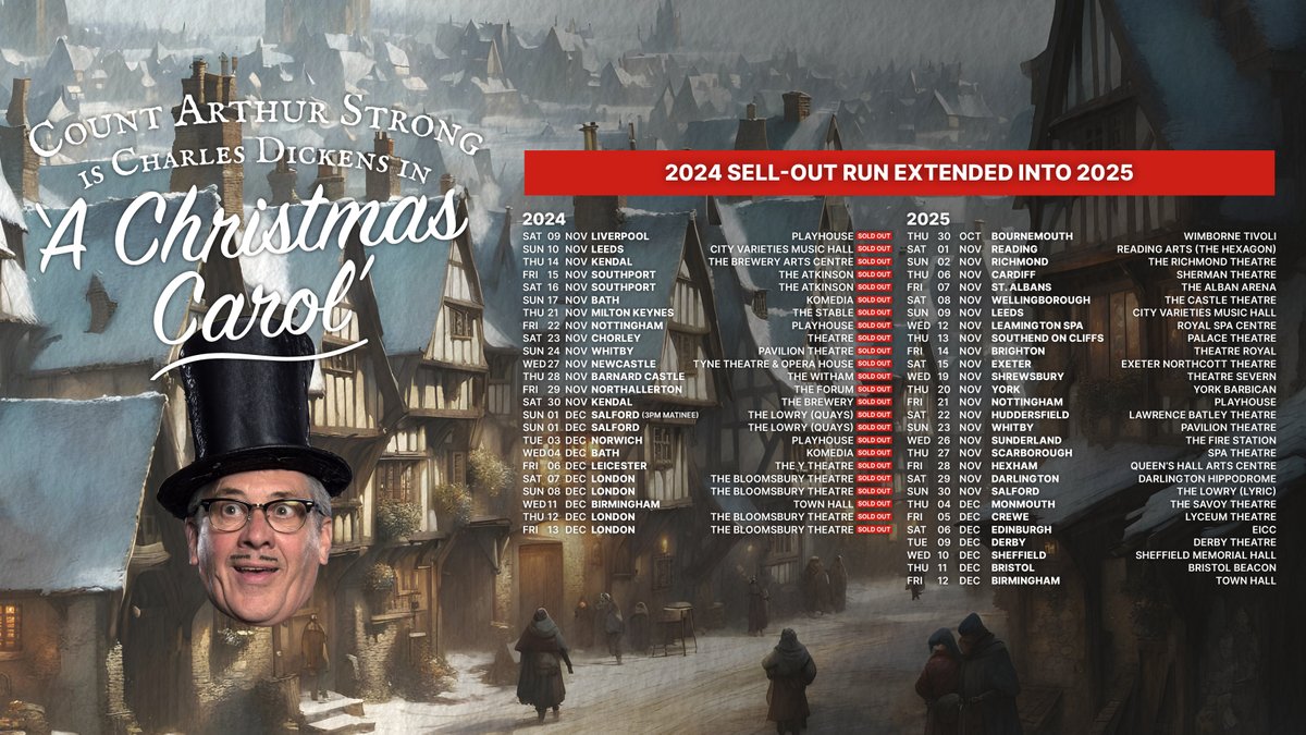 Live Nation UK (@livenationuk) on Twitter photo #LNpresale: Count <a href="/Arthur_Strong/">Komedia Entertainment CAS Feed</a> is Charles Dickens in ‘A Christmas Carol’! Join the #BAFTA-nominated comedian next year as he presents his one-man interpretation of the classic festive tale 🌟
Find tickets 👉 livenation.uk/sYBw50U263x #LNpresale: Count <a href="/Arthur_Strong/">Komedia Entertainment CAS Feed</a> is Charles Dickens in ‘A Christmas Carol’! Join the #BAFTA-nominated comedian next year as he presents his one-man interpretation of the classic festive tale 🌟
Find tickets 👉 livenation.uk/sYBw50U263x