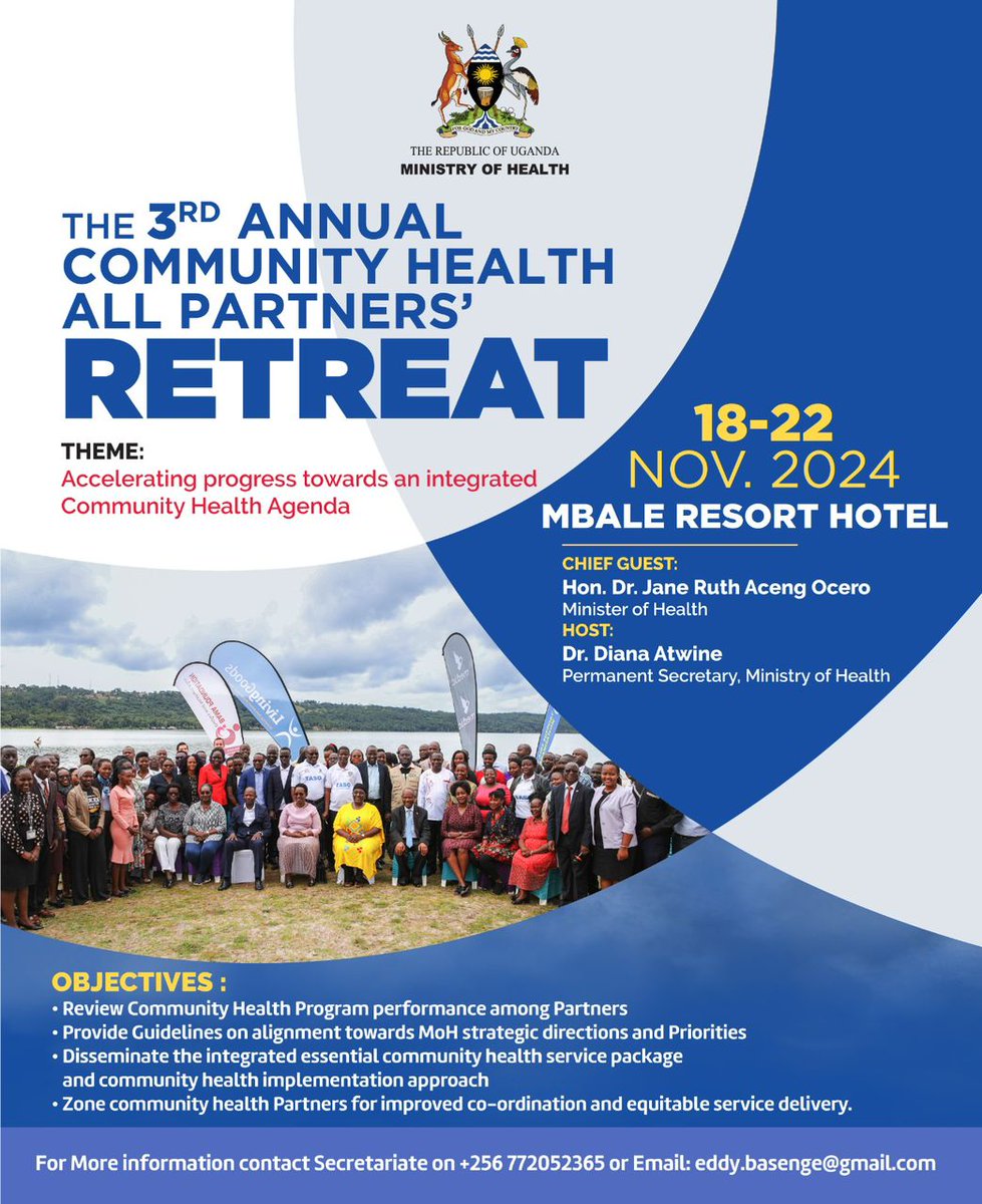 Nama_Health's tweet photo. We're honored to participate in the upcoming 3rd Annual Partners Retreat organized by @MinofHealthUG.
With the theme “Accelerating Progress Towards an Integrated Community Health Agenda in Uganda,” this retreat unites community health partners to drive meaningful change. https://t.co/bmvNdxz4wk