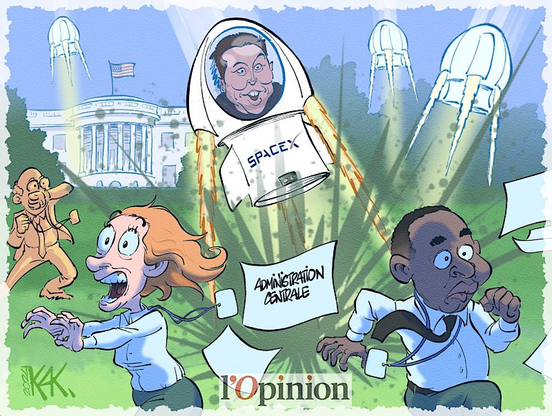 Elon #Musk dans le gouvernement #Trump 
#DessinDePresse pour <a href="/lopinion_fr/">l'Opinion</a> sur un article de l’excellente <a href="/lolaovarlez/">Lola Ovarlez</a> à lire ici : lopinion.fr/international/…