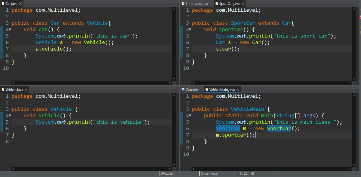 MengadeVivek's tweet photo. ๐ซคhere i am lite discontinued because of forward learning and sharing my practice onโ๏ธ x(twitter) Social Handler.
EX. multi-level Inheritance.โ๏ธ
#Java #javacode #JavaCode #learnjava #corejava #codingkaro #Coding #CodingChallenge #fullstackdeveloper #vivekmengade https://t.co/JiKqiCWBT2