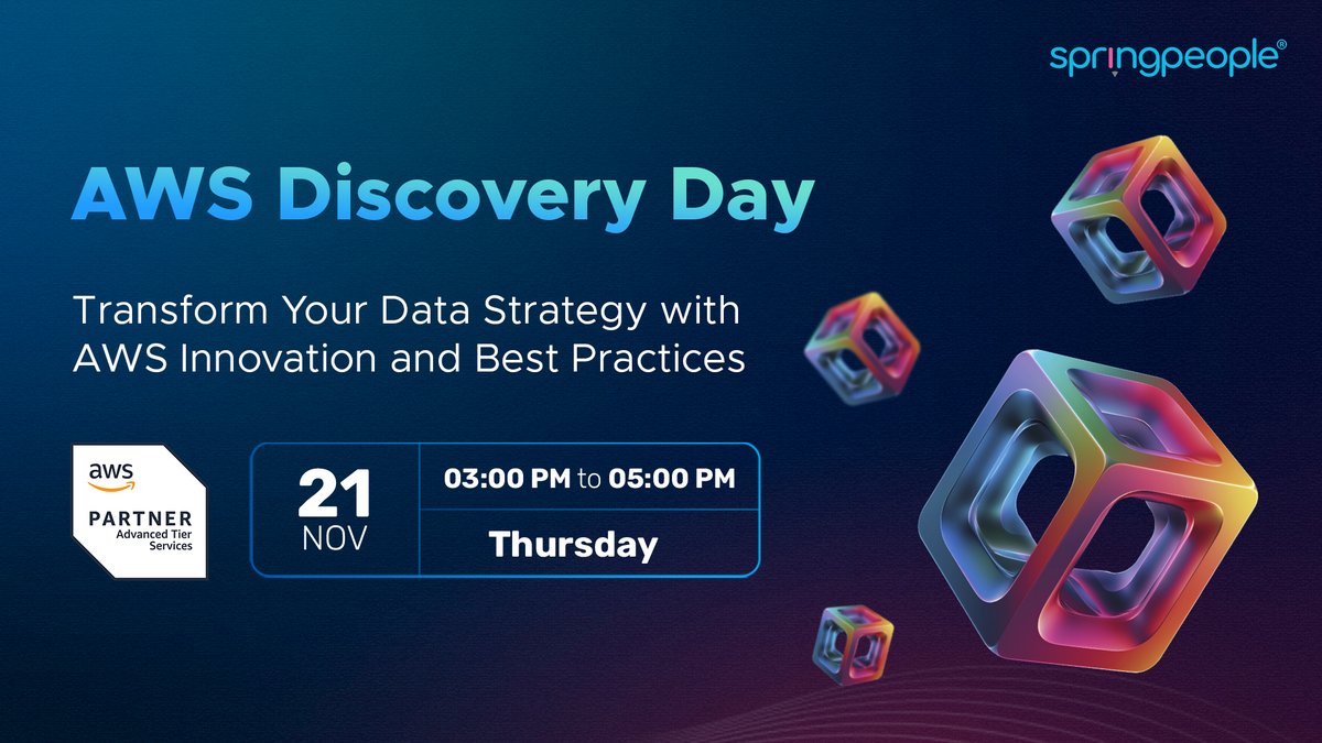 SpringPeople_SP's tweet image. Mark Your Calendar: November 21st is AWS Discovery Day!"
📅 Your journey to mastering the cloud begins here! Join us on November 21st for an in-depth AWS Discovery Day Webinar. 
Register Now: springpeople.com/aws-dynamodb-a…
#SpringPeople #AWSDynamoDB #AWSDiscoveryDay #CloudTraining