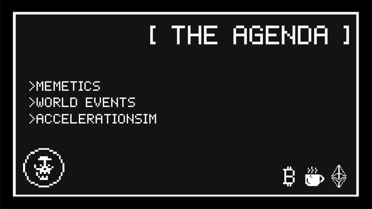 tombxbt's tweet photo. I will explain it to you.

MEMETICS
>how do you spread a digital virus to control the world
>how do you get the entire world to focus on 

🔴cryptocurrency
🟠world events
🟡elite agendas like accelerationism

>how do you absorb all their energy, their souls + spirit

>you fabricate an event
>heavily symbolise it
>financially motivate it 
>add humour on top as its the easiest way lower someones defenses 

🔴cryptocurrency 
>its clear that cryptocurrency as a whole will be used to control world economies ( 1 world currency )
>you cant just tell the world
"hey this is the new system "
>first you must destroy the old one and stage events that build distrust in people, make them beg for change

>so how do you get the whole world to focus on crypto, as i stated 

>you fabricate an event
>heavily symbolise it
>financially motivate it
>add humour on top as its the easiest way lower someones defenses

>this is the meme virus 

🟠world events
>what you're witnessing right now is the absorption of mankinds attention to crypto through memetics, money, spells
>its all just preparation for the future, predicitve programming 
>this will go on and on until majority of the world is in web3, blockchain etc 
>the control machine

>i obviously dont agree with it but also i dont see the point in not trying to make some money and ride the wave 
>whether its trading, investing etc 
>its extremely interesting to watch it unfold 
>you can see the direction tech billionaires with influence want to take us - and its not a nice path

🟡accelerationsim 
>you might of seen this in some peoples bios ACC stands for accelerationism 
>each letter at the start represents a different genre that the individual might be supporting 
left/acc
right/acc
kali/acc
>accelerationism is where you basically believe the world is fucked anyway - so you may as well push as hard and fast as you can to that point to get it over with.

for example. if you had an life threatening disease you arent gonna wait 10 years to start a form of therapy

you would try to fix it as soon as you can

its a modern philosophical belief  thats pro-tech / capitalism- they call it techno capitalism 

"progress at all costs"

>enter AI ( normalise it through AImemes ) 

>many billionaires believe and support effective accelerationism - whatever the out come, they most likely wont be effected by it, so its in their best interest to accelerate to the demise of mankind and rebuild from there 

Im a traditionalist, an old soul, thats the world i want to live in, modernity is the current world and capitalism ( tech ) is what accelerates modernity 

>i would give anything to be in the old days 

accelerationism lines up with the great reset etc

>its clear whats happening right now, a sinister cultural + technological shift is taking place and whoever is doing it, is using fabricated world events, memes + crypto to push it

just gotta ride the wave