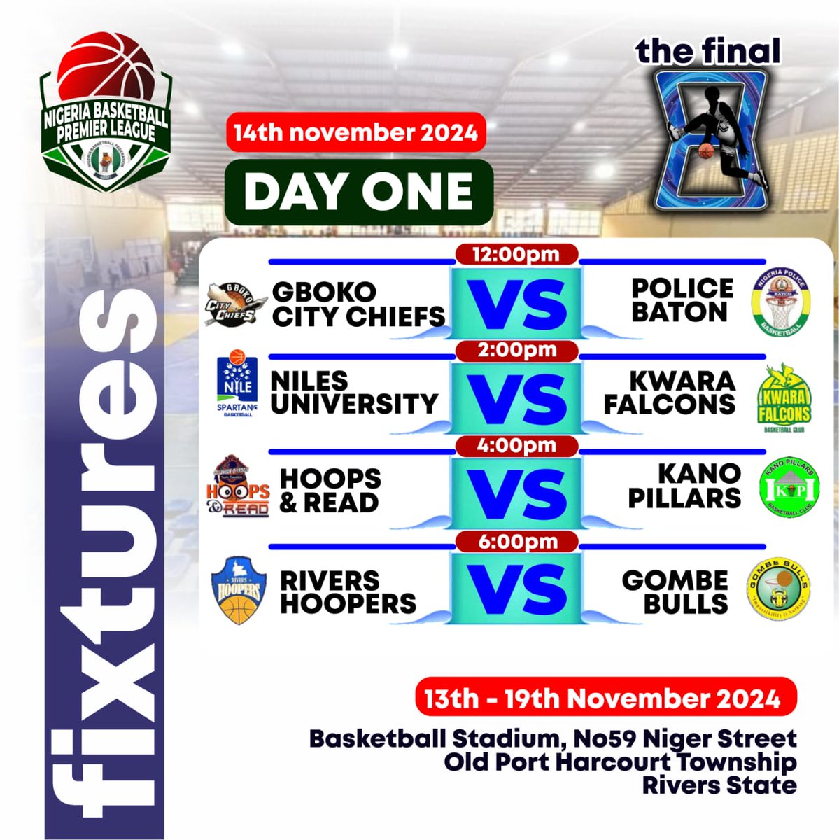 It's about to go down in the garden city of Port Harcourt. 
Sports Commish, Barr. Chris Green has promised the best of hosting. 

<a href="/RiversHoopers/">Rivers Hoopers</a> GM said they're most prepared &amp; will definitely retain the championship.

You'll get every detail on this timeline.. Let d ball bounce