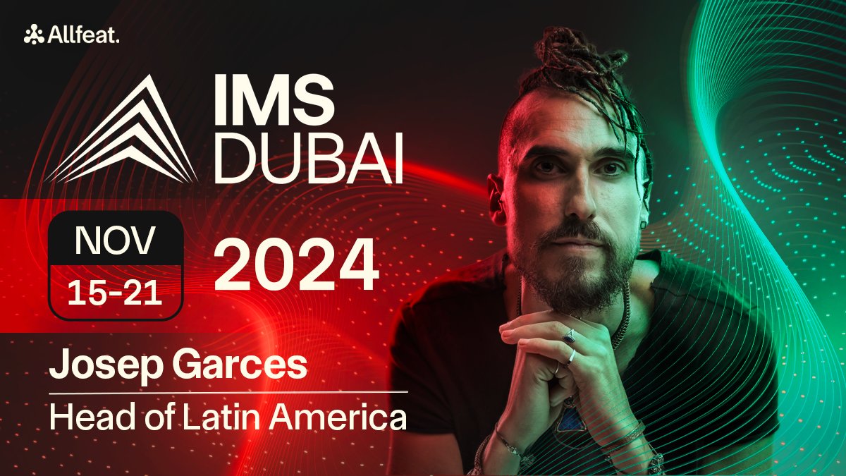 🌎 Allfeat is excited to announce that Josep Garces <a href="/MusicMoon_/">MusicMoon</a>, our Head of Latin America, will be representing us at @imsibiza Dubai 2024! 

💿 Join us from November 15-21 to explore the latest in music and innovation. See you there! #IMSDubai #Allfeat #InnovationInMusic