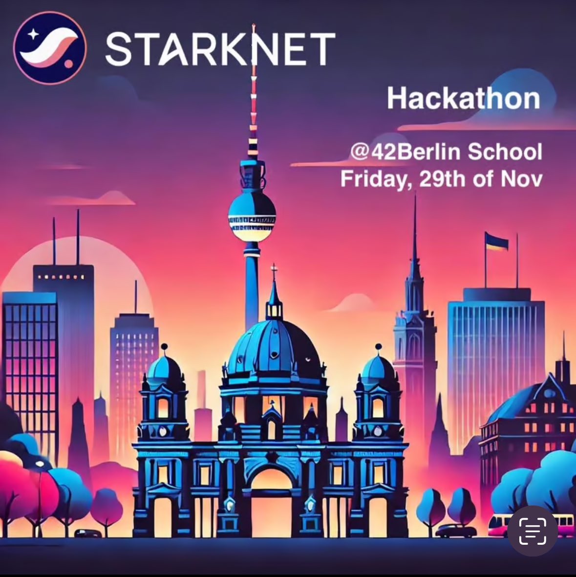 We are hosting a <a href="/Starknet/">Starknet 🐺🐱</a> hackathon in Berlin’s <a href="/42Network/">42 The Network</a> with <a href="/monsieur_kus/">Michael 🐺🐱</a> <a href="/0xChqrles/">chqrles 🇵🇸</a> <a href="/tdelabro/">Timothée</a> ✨ Berliners and Rustaceans all welcome! Learn smart contract development and cryptography primitives in the workshops. See you there! Links below 👇🏻