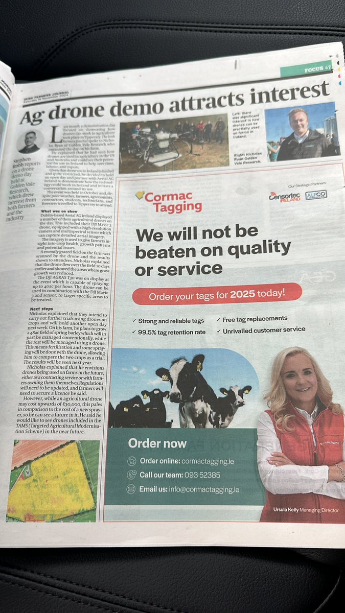 Golden Vale Research (@goldenvresearch) on Twitter photo Thanks to <a href="/StephenRobbDL/">Stephen Robb</a> of <a href="/farmersjournal/">Irish Farmers Journal</a> for the write up on our drone demonstration day last month! It’s on page 47 📰 Thanks to <a href="/StephenRobbDL/">Stephen Robb</a> of <a href="/farmersjournal/">Irish Farmers Journal</a> for the write up on our drone demonstration day last month! It’s on page 47 📰
